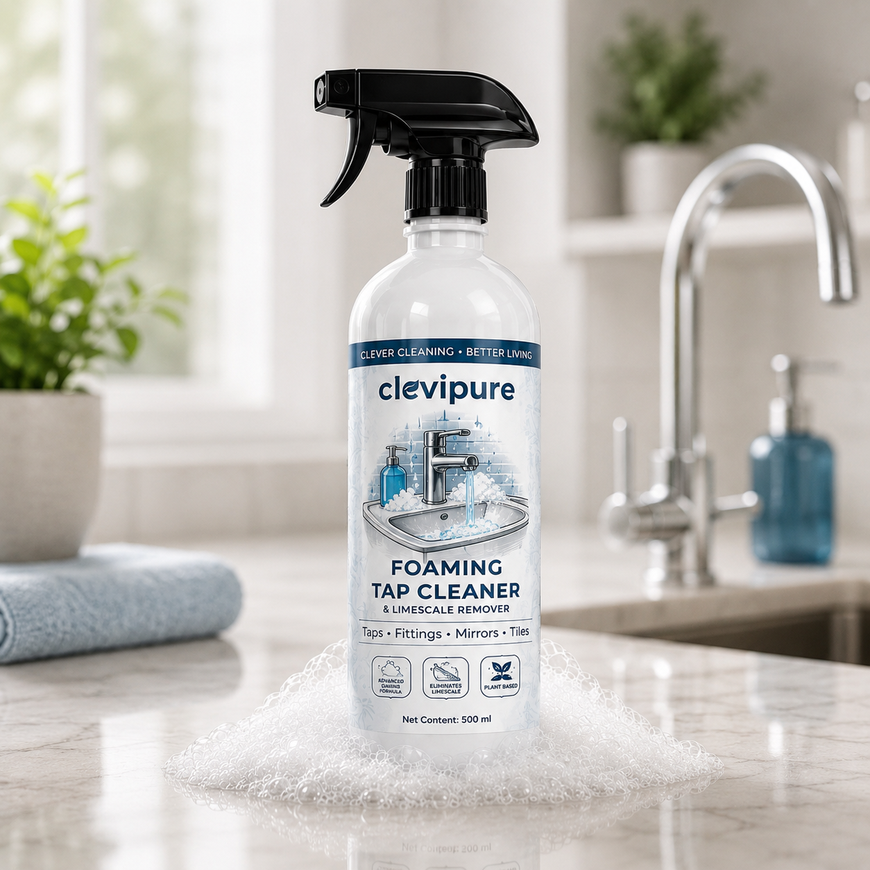 Clevipure Foaming Tap Cleaner| Plant based| 500ml.